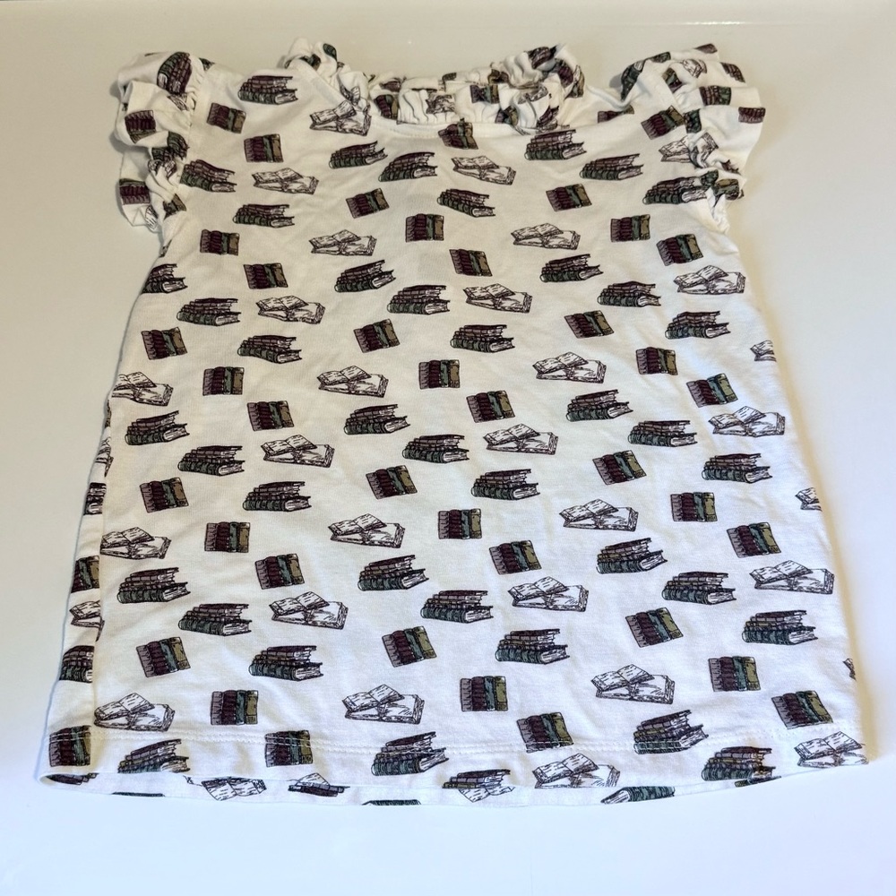 Kate Quinn Book Print Ruffle Top